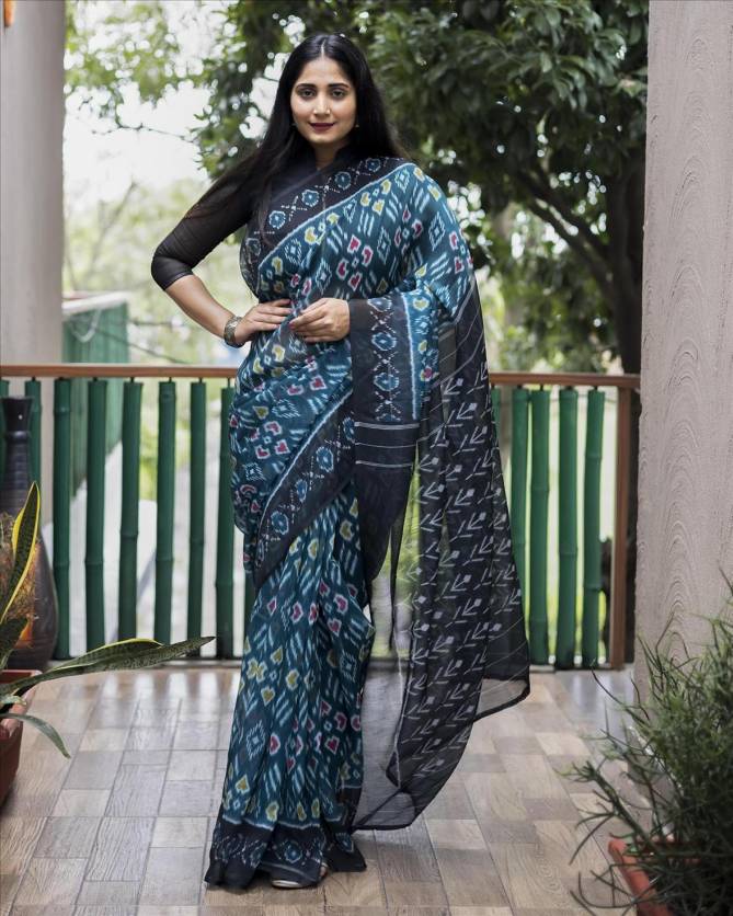 Pure Linen Pochampally 8 Casual Daily Wear Digital Printed Saree Collection